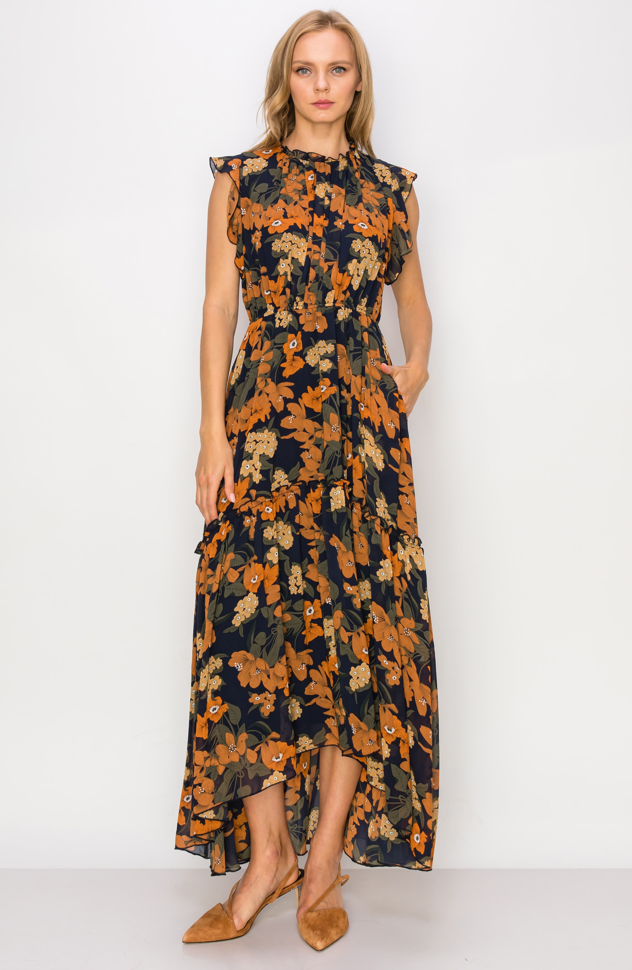 MELLODAY Ruffle HighLow Maxi Dress Nordstromrack