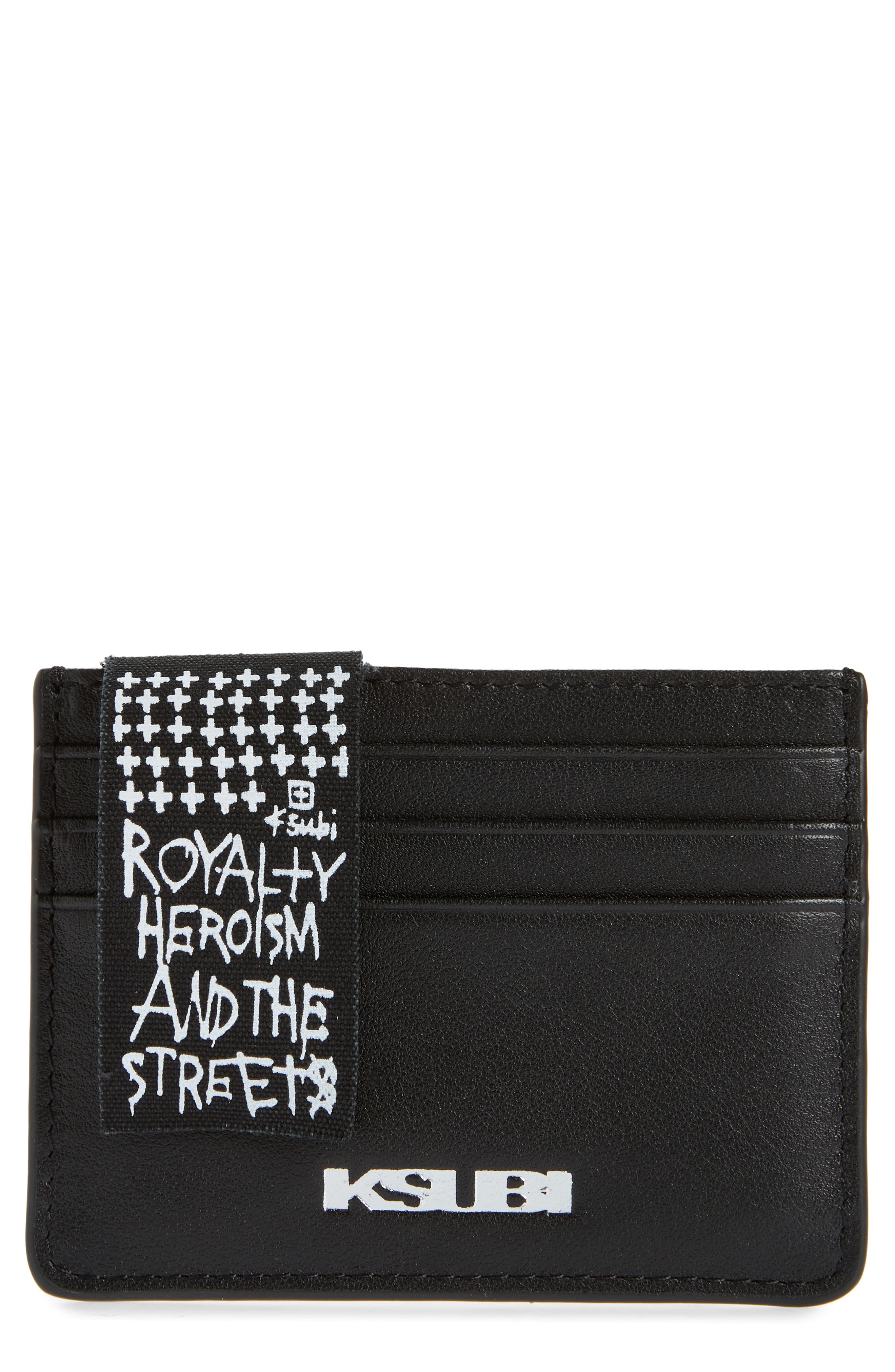 Ksubi Kredit CC Leather Card Case in Silver at Nordstrom