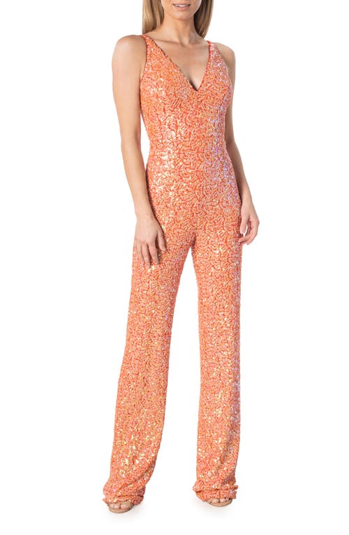 Charlie Sequin Jumpsuit in Apricot Multi