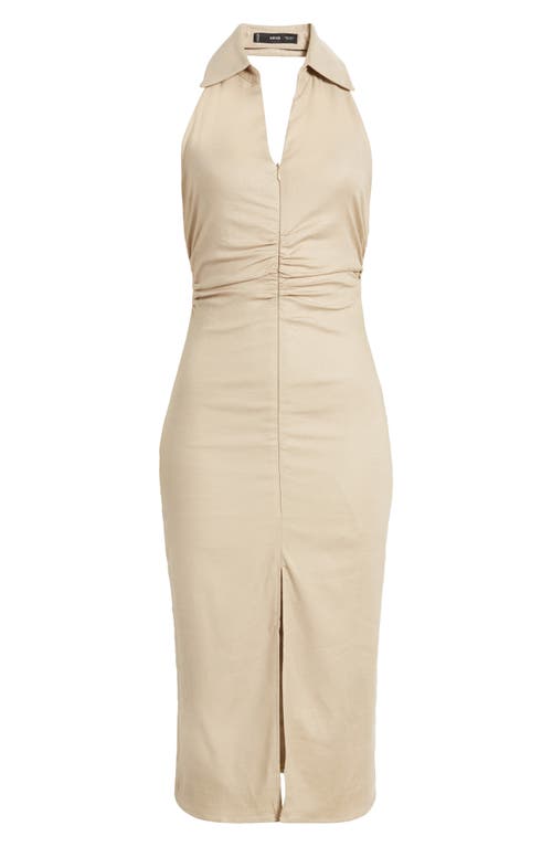 Shop Mango Siha Sleeveless Midi Dress In Lt Pastel Brown