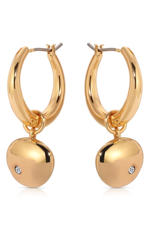 Polished Pebbles Drop Hoop Earrings in Gold