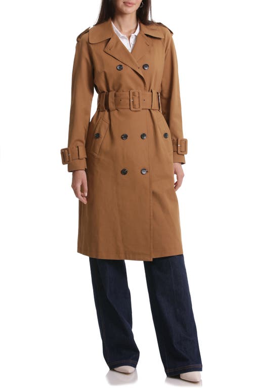 Avec Les Filles Water Resistant Stretch Cotton Trench Coat in Whiskey