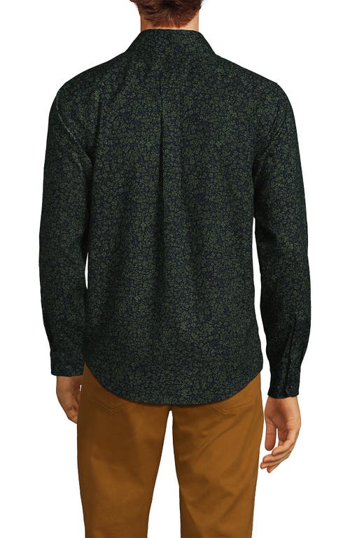 Shop Lands' End Traditional Fit No Iron Twill Shirt In Estate Green Flowers