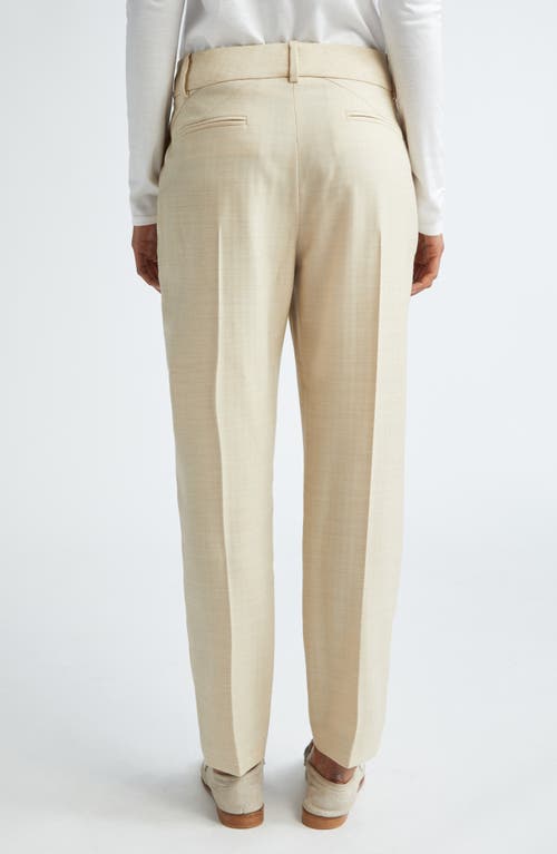 Eleventy Herringbone Stretch Wool Ankle Pants In Tan