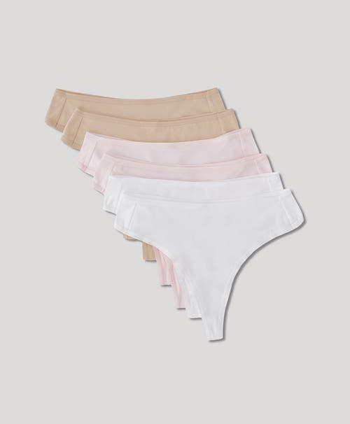 Shop Pact Organic Cotton Everyday High Rise Thong 6-pack In Neutrals