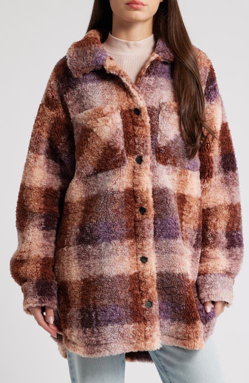 Shop Thread & Supply Plaid Fleece Shirt Jacket In Mulberry Combo