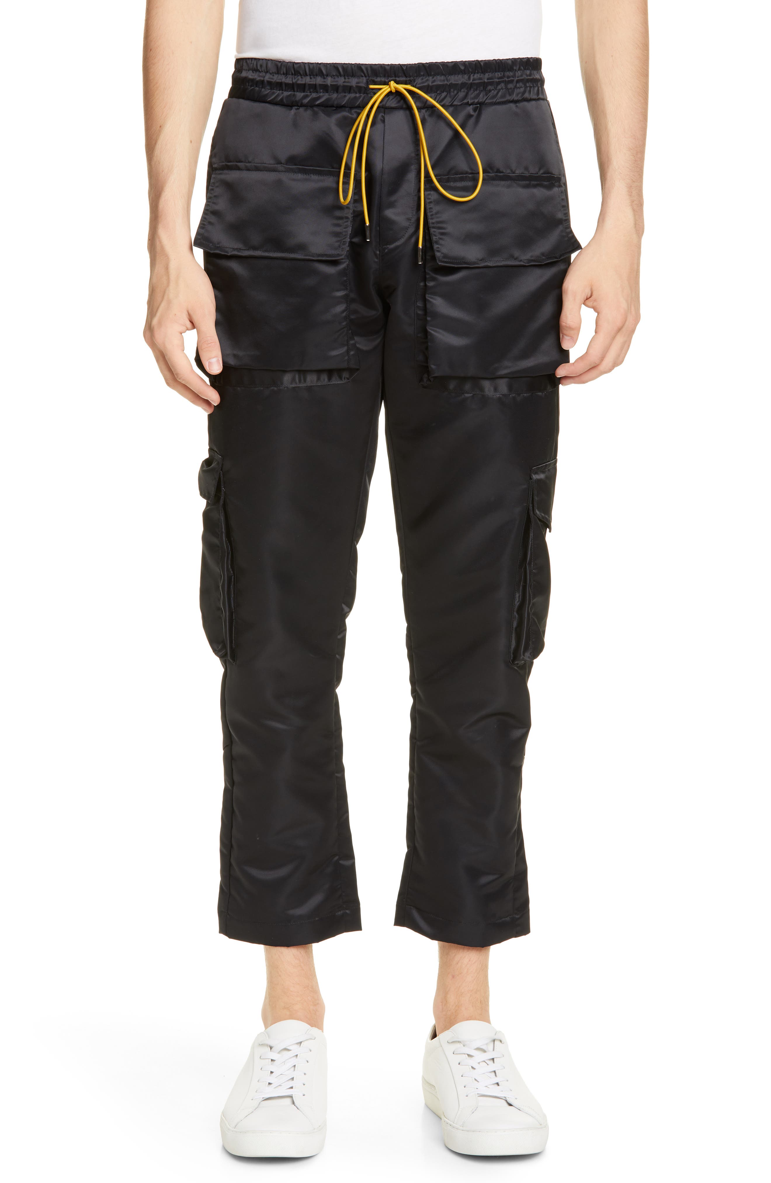 satin cargo pants mens