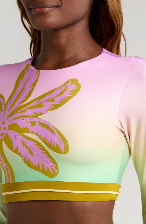 Shop Maaji Candy Palms Spectacular Long Sleeve Crop Rashguard In Green