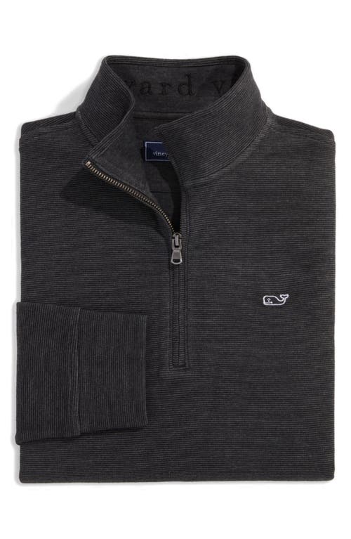 Shop Vineyard Vines Saltwater Stripe Quarter Zip Pullover In Jet Black