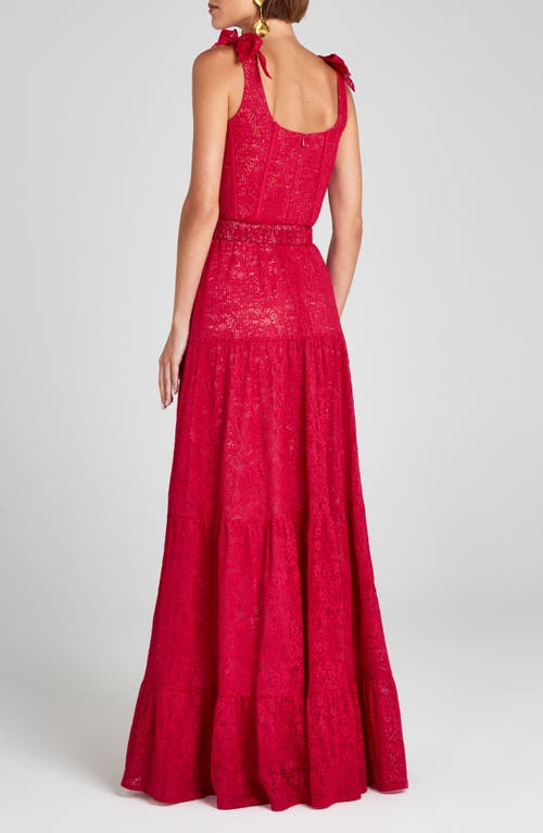 Shop Nadine Merabi Miranda Belted Gown In Medium Red