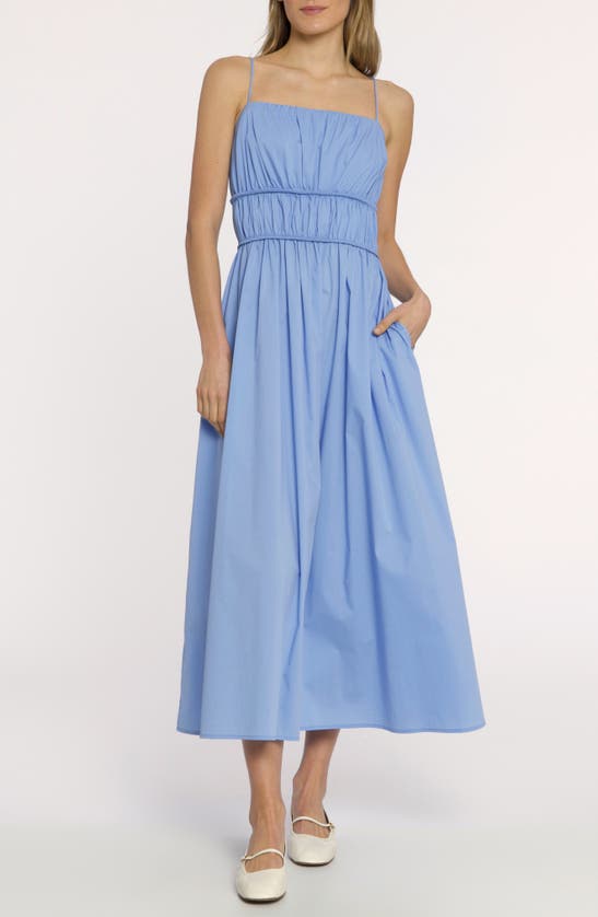 Shop Luxely Tidal Cotton Blend Sundress In Bel Air Blue