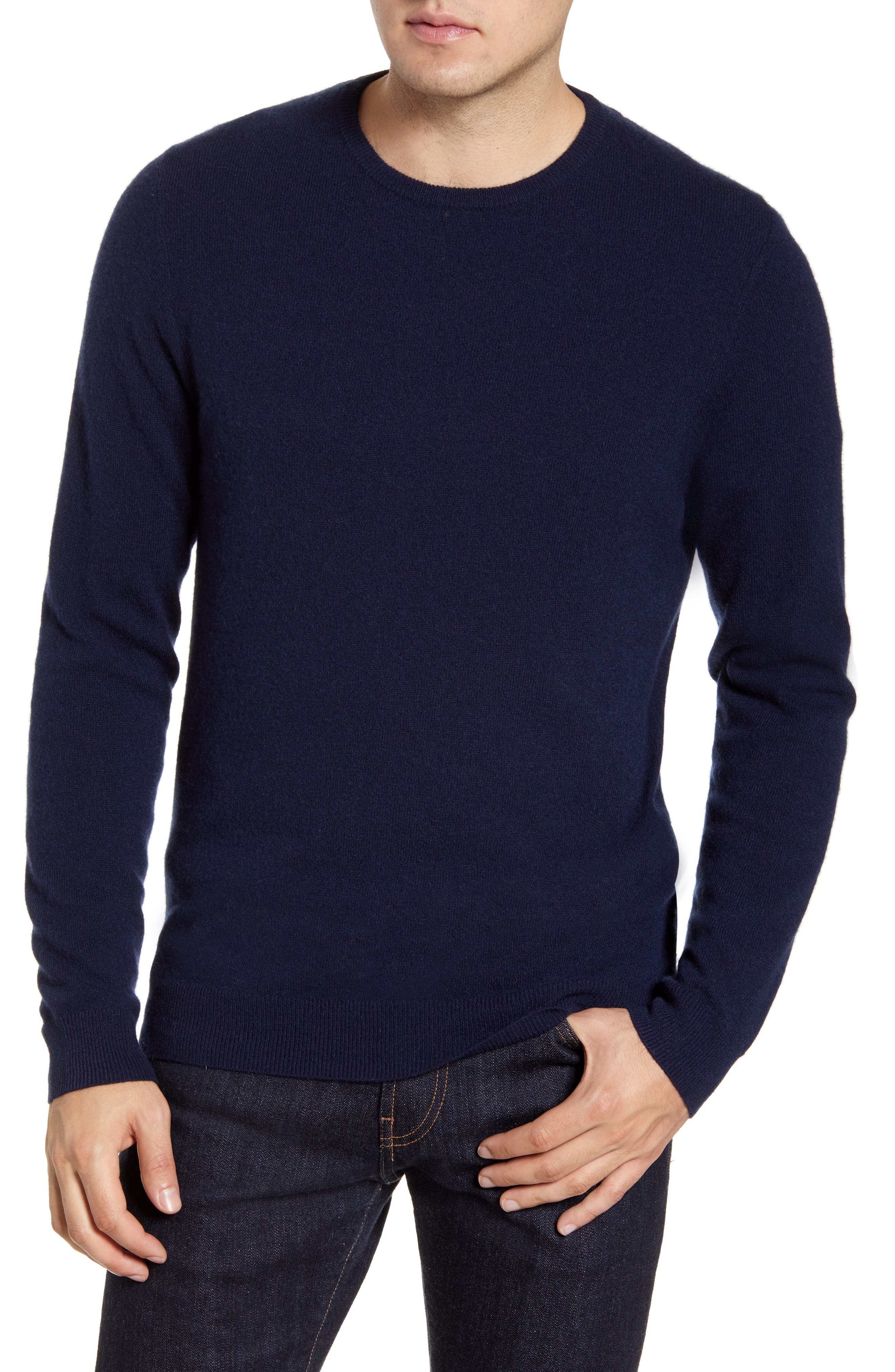 Nordstrom Men's Shop Crew Neck Cashmere Sweater In Navy Blazer