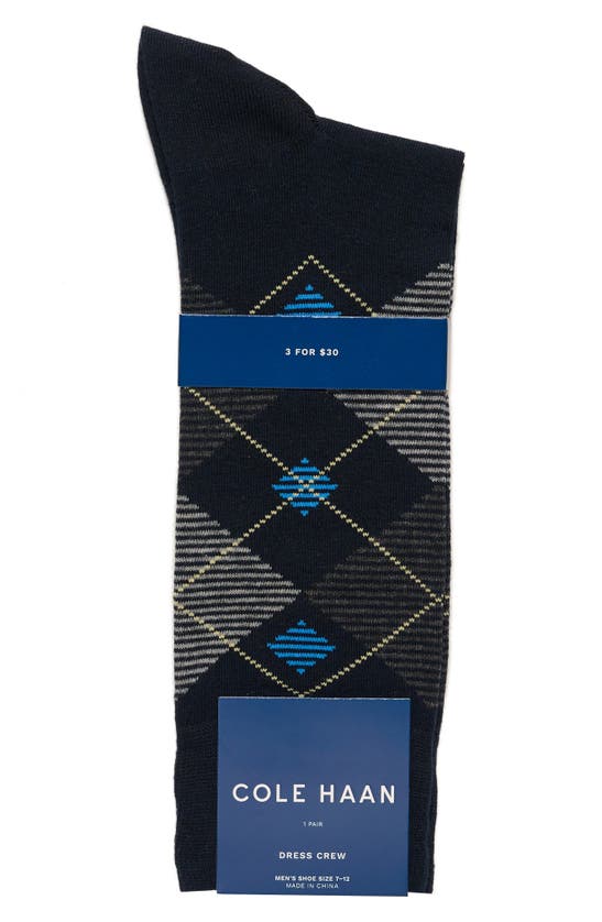 Shop Cole Haan Argyle Dress Socks In Navy