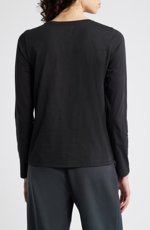 Shop Eileen Fisher Crewneck Organic Cotton Jersey T-shirt In Charcoal