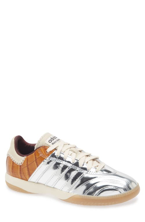 Adidas Originals Adidas X Wales Bonner Samba Panelled Metallic Leather Sneakers In Silver Metallic/easy Yellow