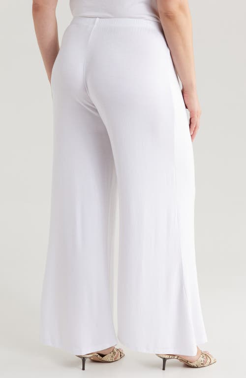 Shop 24seven Comfort Apparel Elastic Waist Stretch Flare Pants In White