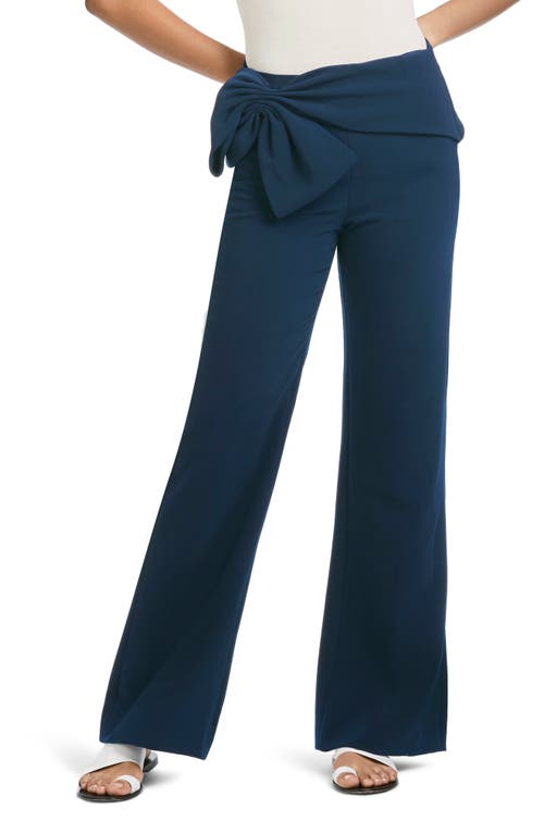 Sachin & Babi Whitley Bow Waist Stretch Crepe Trousers Midnight at Nordstrom,