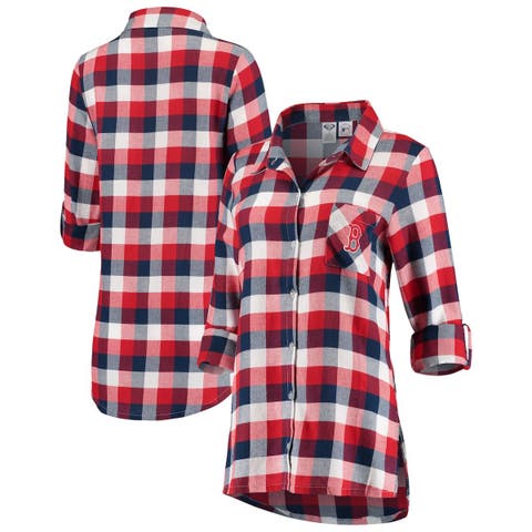 Women's Concepts Sport Navy/Orange Chicago Bears Accolade Flannel Long  Sleeve Button-Up Nightshirt