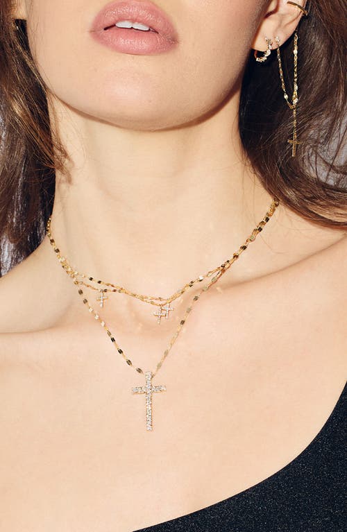 LANA LANA TRIPLE DIAMOND CROSS CHARM NECKLACE