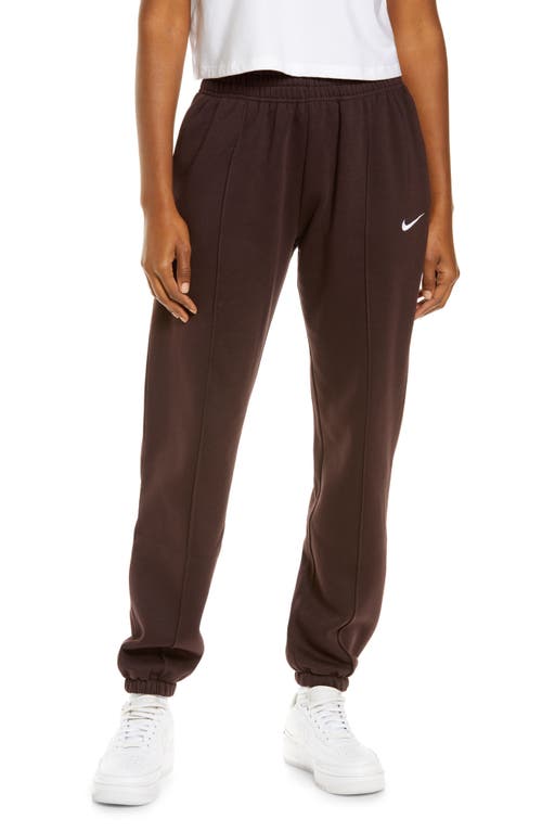 Shop Nike Sportswear Essential Fleece Pants In Brown Basalt/white