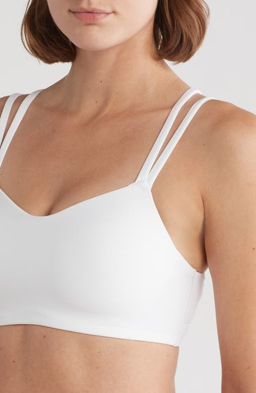 Nike Zenvy Strappy Sports Bra In White/pcg3c