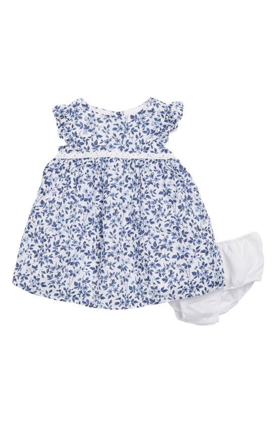 Pastourelle By Pippa & Julie Babies' Floral Print Dress & Bloomers Set In Navy/ White