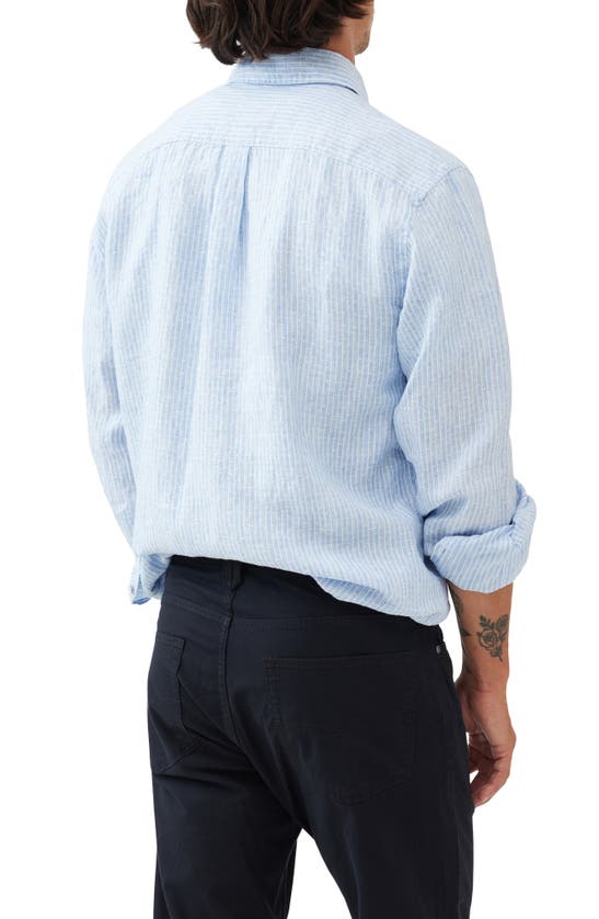 Shop Rodd & Gunn Harvest Avenue Sports Fit Dobby Pinstripe Linen Button-up Shirt In Sky