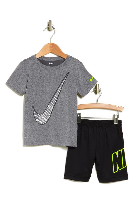 Nike Kids' Dri-fit Graphic T-shirt & Shorts Set In Gray