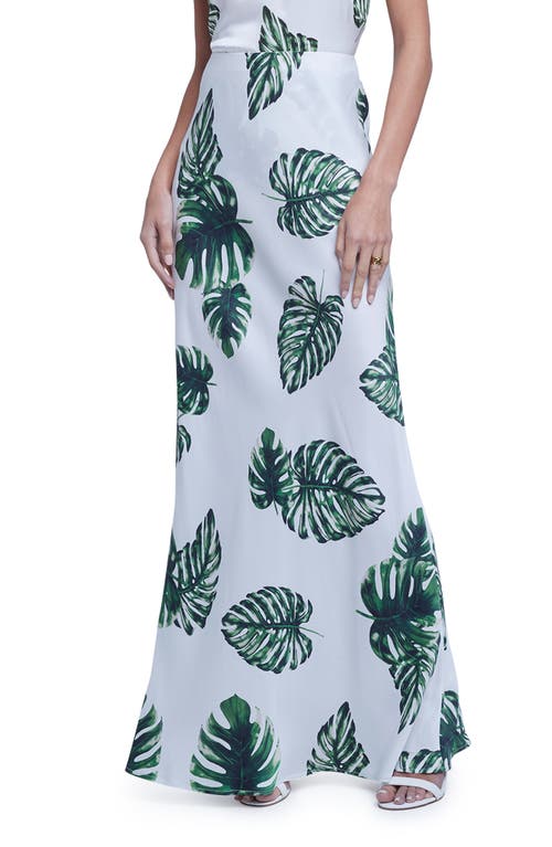 L'AGENCE Zeta Skirt in White/Tropical Green Palm