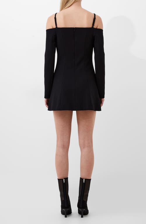 Shop French Connection Whisper Cold Shoulder Long Sleeve Minidress In Black