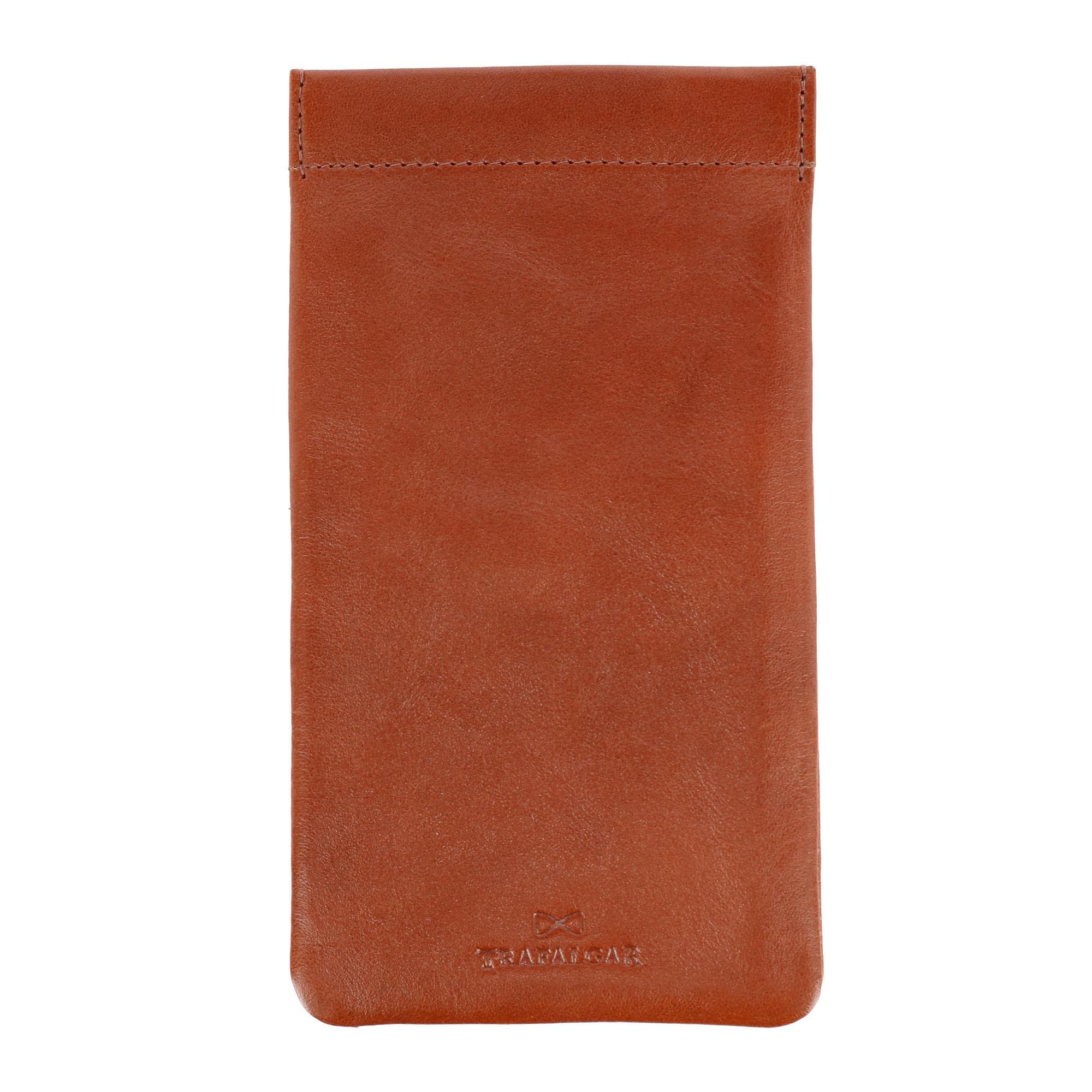 Trafalgar Whitehall Leather Spring Top Glasses Case in Tan 
