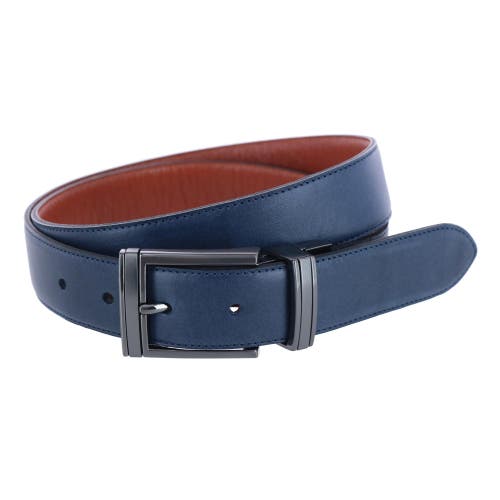 Trafalgar Men's Maverick 32mm Reversible Leather Dress Belt In Navy To Tan