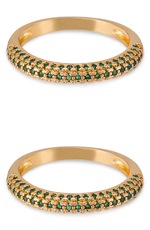 Ettika Simple Sparkle Set of 2 Rings in Green at Nordstrom