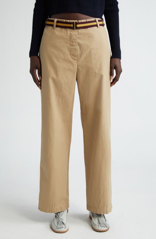 Dries Van Noten Pulian Belted Straight Leg Trousers Beige 103 at Nordstrom, Us