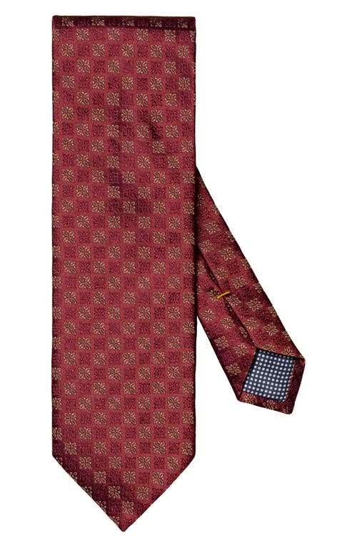 Shop Eton Floral Medallion Silk Tie In Medium Red