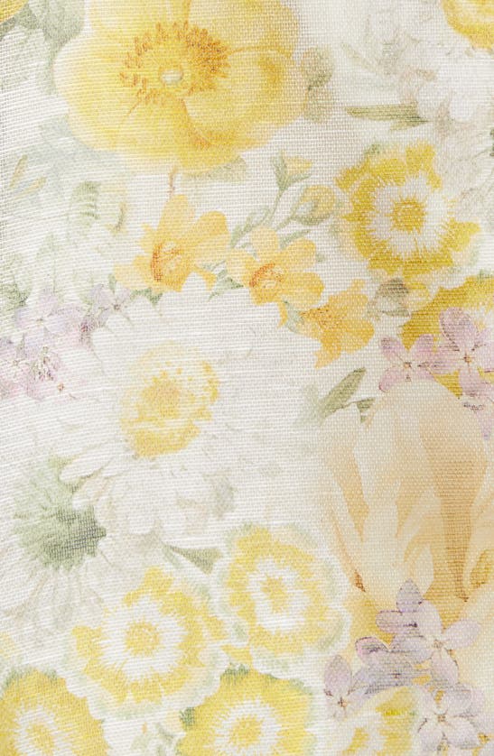 Shop Zimmermann Harmony Floral Cutout Linen & Silk Minidress In Citrus Garden Print