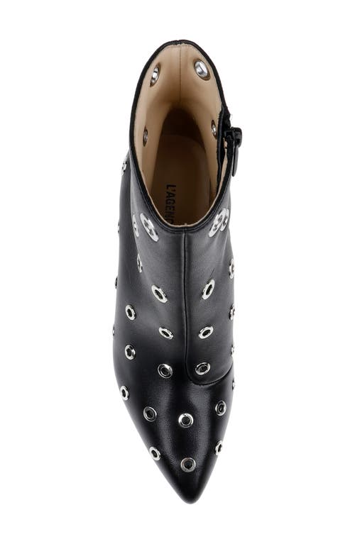 Shop L Agence L'agence Clarette Ii Bootie In Black Leather Silver Grommets