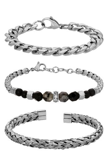 Shop Eye Candy Los Angeles Alex 3-piece Bracelet Set In Silver