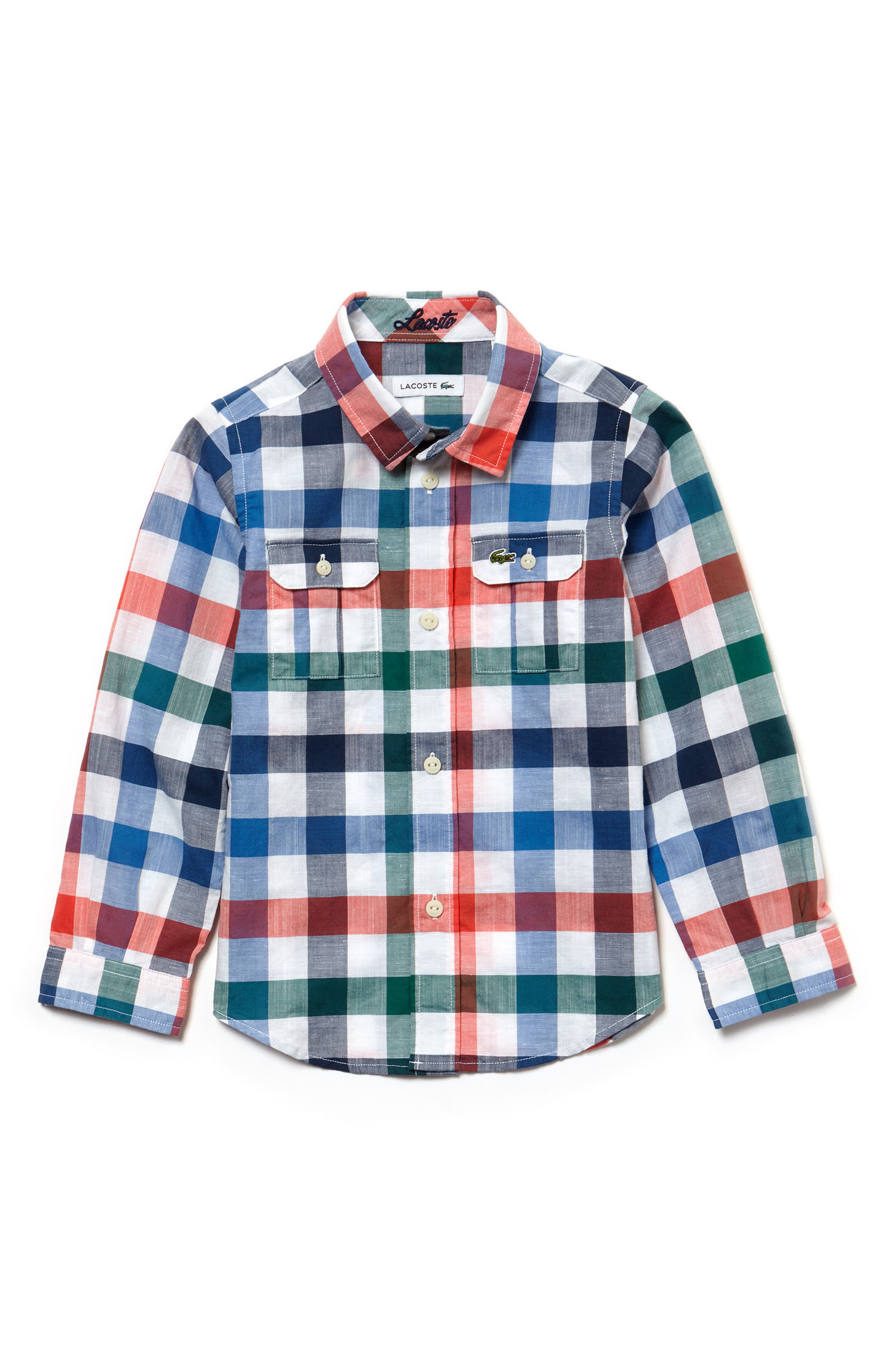 lacoste green check shirt