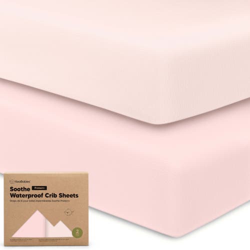 Keababies 2-pack Soothe [protect+] Waterproof Crib Sheets In Mist Rose