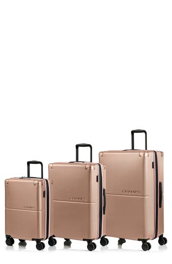 Shop Champs Earth 3-piece Wheeled Luggage Set In Champagne