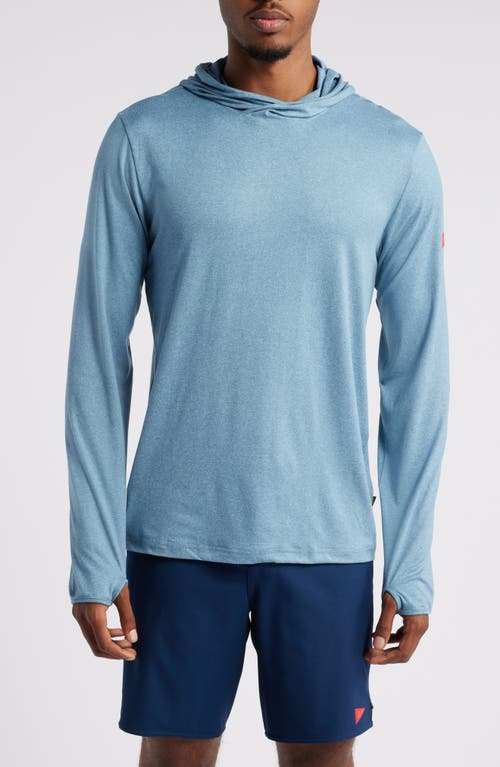 Shop Florence Sun Pro Adapt Long Sleeve Hooded Performance Top In Heather Steel Blue