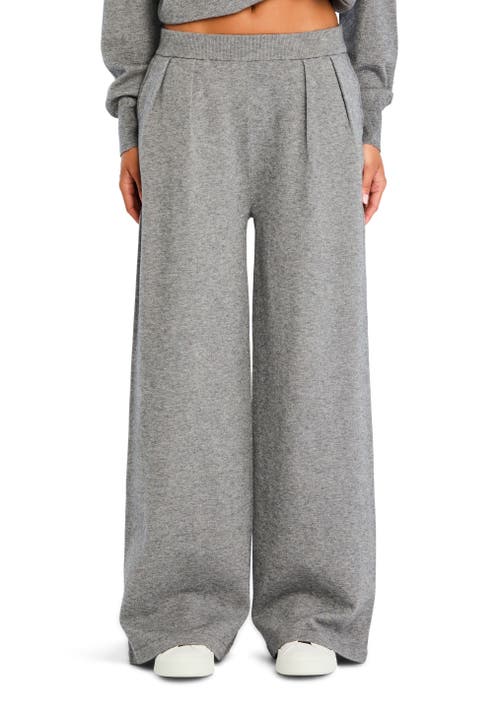 Shop Ser.o.ya Alya Knit Pleated Trousers In Heathered Grey