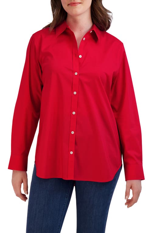 Foxcroft Oversize Cotton Blend Button-Up Shirt at Nordstrom,