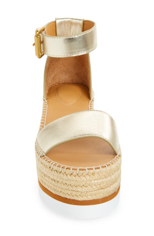 See By Chloé Glyn Leather Platform Espadrille Sandals In Light Gold