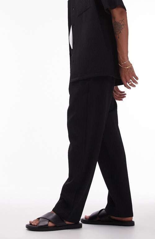 Shop Topman Ribbed Wide Leg Pants In Black