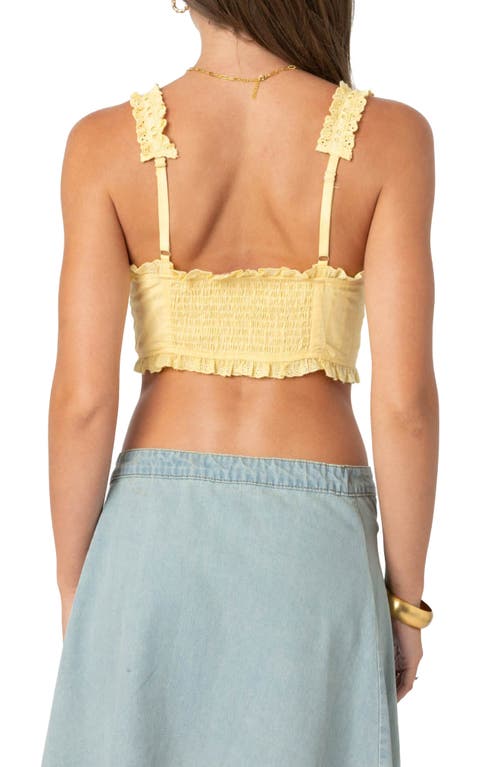 EDIKTED EDIKTED EYELET RUFFLE CROP TOP