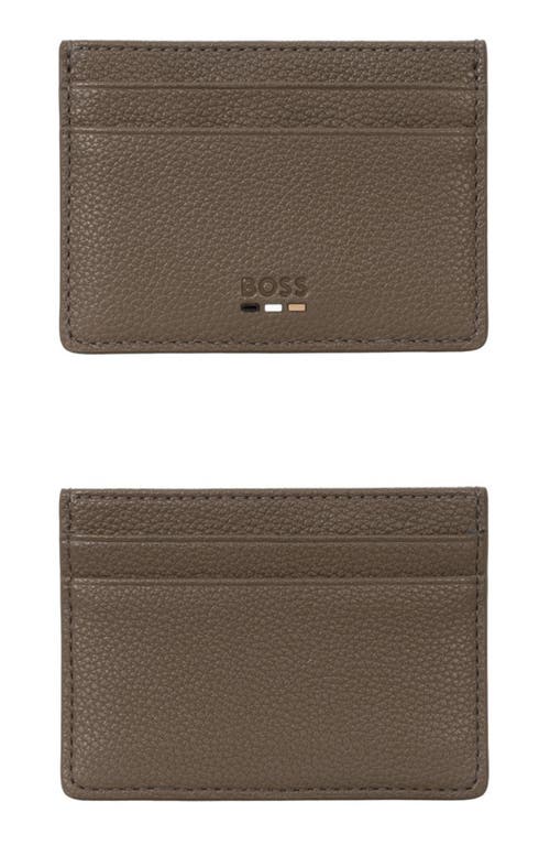 Ray Faux Leather Card Case in Open Brown