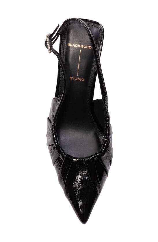 Shop Black Suede Studio Piaz Slingback Pointed Toe Pump In Black Patent Leather