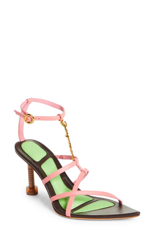 Jacquemus Logo Charm Pointed Toe Sandal in 430 Pink